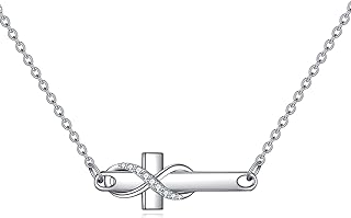 YFN Sterling Silver Sideways Cross Choker With Cable Chain and Lobster Clasp, 16+2 inch