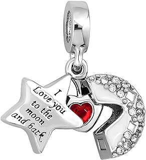 Copper Clasp Sailor Moon Charm Bracelet, Compatible with Pandora Charms, for Moon and Star Enthusiasts, Initial "I Love You To The Moon and Back" Design