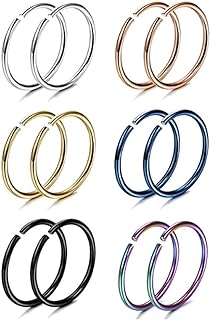 316L Stainless Steel 16 Gauge Belly Ring with Hinged Clasp, Unisex Nose/Earring/Lip Piercing Hoop - Available in Various Colors and Sizes