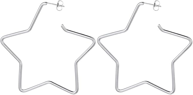 Richsteel Boucles d'oreilles Étoile pour Femmes et Filles, en Acier Inoxydable, Diamètre 60mm, Anti-Oxydation et Hypoallergéniques, Idéales pour Toute Occasion