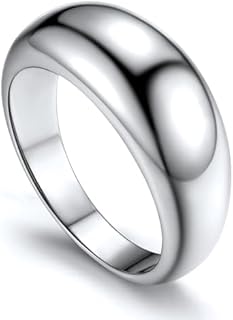 GOLDCHIC JEWELRY Chunky Dome Ring for Women, Stainless Steel Bold Stacking Croissant Statement Ring For Men (Size 7-12, Custom)