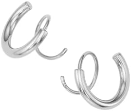 14k Gold Double Hoop Twist Earrings for Woman Girls Teen,Trendy Helix Piercing Earrings Hypoallergenic Faux Spiral Earrings Giftss