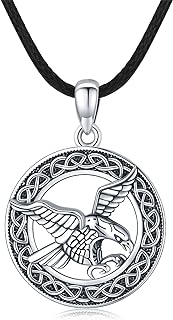 Celtic Eagle Necklace for Men Women Animal Necklace S925 Sterling Silver Eagle Pendant Eagle Charms Celtic Jewelry Graduate Gifts for Wowen Men