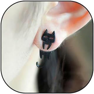 Cute Cats Unique Earrings Front Back Stud Earrings for Women Girls.Black Cat Screw on Back Earrings for Girls Animal Jewerly Gift Earring