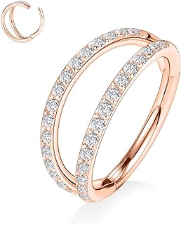 FUNLMO 316L Surgical Steel Nose Ring Hoop Septum Ring Conch Piercing Jewelry Cartilage Daith Helix Tragus Rook Lobe Earring Triple/Double Nose Lip Ring 20G 18G 16G