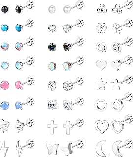 LOLIAS Pendientes de Acero Quirúrgico y Circonita de 20G, con Diseño Hipoalergénico y Tamaño de 6mm. Perfecto para Mujeres y Niñas con Oídos Sensibles