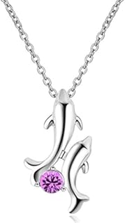Dolphin Necklace Cute Animal Pendant Necklace Crystal Rhinestone Necklace for Women.