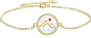 KECHO 14k Gold Mustard Seed Bracelet Gold Opal Mountain Bracelets Christian Baptism Jewelry Birthday Gifts for Women Girls