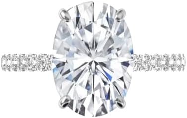 6 CT Oval Cut Moissanite Diamond Handmade Engagement Rings Sterling Silver Solitaire Bridal Wedding Rings for Women, Anniversary Ring Gift, White