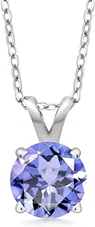 Classy Women's Tanzanite Pendant Necklace in 925 Sterling Silver with Cable Chain and Lobster-Claw Clasp - Round 6MM, 0.90 Cttw - Ideal December Birthstone Gift