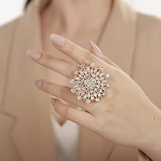 YERTTER Multi Color Gold Hollow African Ring Rhinestone Indian Style Women Statement Vintage Oversized Ring Adjustable Chic Rhinestone Band Ring for Wedding Women Brides