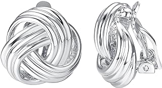 Yoursfs Classic Clip On Earrings for Women Celtic Scottish Style Sliver Tone 80s Button Earrings Round Knot Clip On Costume Jewelry