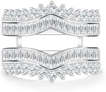 Cubic Zirconia Wedding Ring Enhancer Curved Bridal Ring Enhancers Guard for Women Engagement Rings Anniversary Valentines Day for Her Gifts 925 Sterling Silver Size 5-9