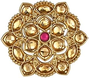 Pakistani Kundan Wedding Rings, Gold Plated & Adjustable For Women and Girls, Elegant Bollywood Style Design