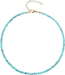Women's Stainless Steel Cable Choker with Turquoise Cubic Zirconia Beads - Adjustable, Handmade Boho-Style Necklace for Casual or Formal Wear