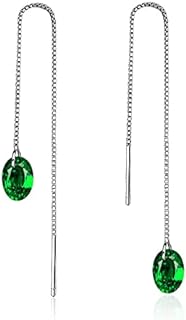 Sterling Silver Drop Earrings Colorful Droplet Dangle Threader Earrings for Women