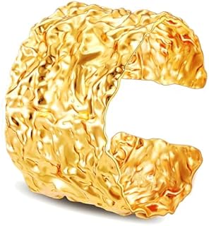 XOCARTIGE Hammered Cuff Bracelets for Women Gold Silver Chunky Wide Cuff Bangle Bracelets Statement Arm Cuff Wrap Bracelets Fashion Jewelry Gifts