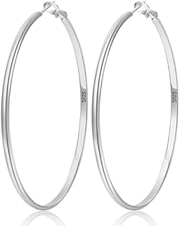 LOUMILEO 925 Sterling Silver Hoop Earrings Big Silver Hoop Earrings Hypoallergenic Large Thin Hoop Earrings for Women Lightweight Silver Hoops Earrings for Women Girls (30/40/45/65/70mm)