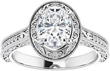 Lalit Gems 3 CT Oval Moissanite Engagement Rings 10K 14K 18K Solid Gold Moissanite Diamond Ring 925 Sterling Silver Solitaire Engagement Ring Wedding Rings