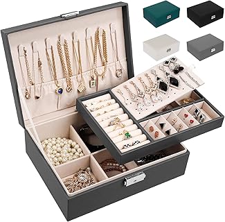 LUZOON Bague du Manège à Bijoux pour Femme en Cuir, Taille Unique, avec Velours Doux et Verrou de Sécurité, Idéale pour la Saint-Valentin et la Fête des Mères