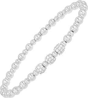 Silpada 'a Threefold of Beads' Cubic Zirconia Stretch Bracelet in Sterling Silver, 6 3/4"
