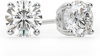0.25-4.00 (ctw) 14k Gold Lab Grown Round Cut Diamond Stud Earrings 4 Prong Screw Back, Basket Set (F-G Color, VVS 1 Clarity)