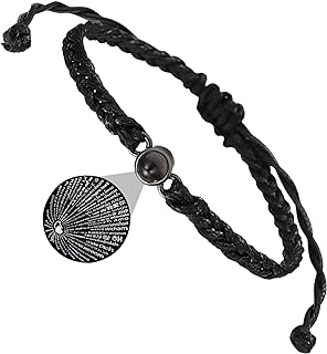 Box Chain Copper Photo Bead Bracelet with Custom Photo Projection and 100 Languages ‘I love you’ Engraving, Adjustable Fit, Ideal Gift for Men and Women for Any Occasion - Circle Design