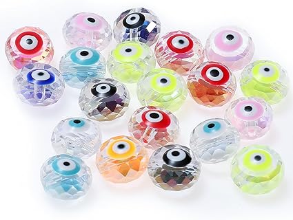 Diamond Shaped Evil Eye Bead Necklace with Glass Chain by LXVKOER, Perfect for Jewelry Making Enthusiasts