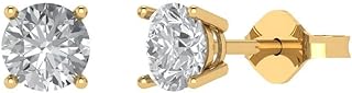 14k Yellow Gold 0.2 ct Brilliant Round Cut Lab Grown Diamond Drop Dangle Earrings with Secure Push Back Design - USA Origin