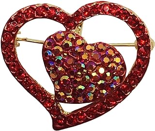 RUCINNI Sacred Heart Brooch and Pendant with Pin Clasp, Made of Tin Alloy and Adorned with 20K Gold Plating and Crystals - Elegant Design
