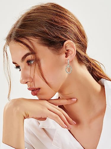 18K Gold Earrings Sterling Silver Hoop Drop Dangle Earrings Paperclip Detachable Link Chain Huggie Earrings for Women Jewelry Gifts