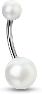 Pierced Owl - 14G 316L Stainless Steel Imitation Pearl Navel Belly Button Ring