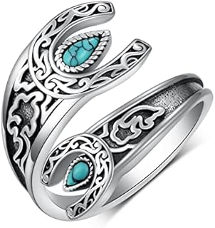 925 Sterling Silver Turquoise Thumb Ring - Antique Western Design for Women and Girls, Size 7