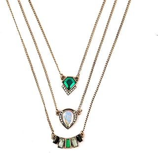 AILUOR 3Pcs Gold Plated Luxury Choker Necklaces with Box Chain and Lobster Clasp, Featuring Cubic-Zirconia and Created-Emerald for Women, Evil Eye Shape & Vintage Design