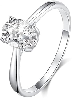 SecreTalk 1ct Moissanite Engagement Promise Ring for Women - Oval Cut Diamond Wedding Band 925 Sterling Silver D Color VVS with Certificate of Authenticity