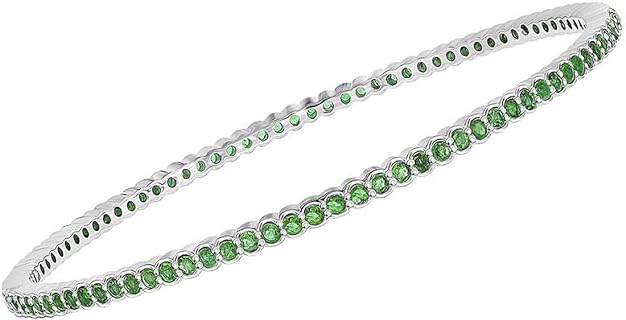 Dazzlingrock Collection 3 Carat (ctw) Round Emerald Single Row Bangle Bracelet 3.00 CT, 18Kt White Gold