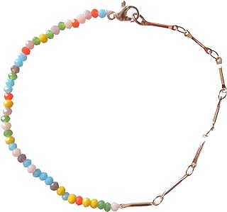 Generic Sundysh Feet Anklet Rainbow Multi-Colored Beaded Foot Anklet Bracelet with Chain for Women, Large