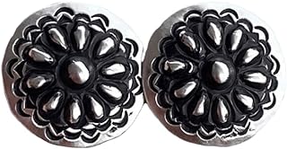 Nizhoni Traders Navajo Sterling Silver Concho Earrings Studs | Casual Sterling Silver Earrings for Women | Native American Jewelry | Birthday and Christmas Gift - 1 Pair