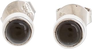 NOVICA Handmade .925 Sterling Silver Jade Stud Earrings Round Black from Guatemala [0.2 in L x 0.2 in W x 0.2 in D] 'Round Delight'