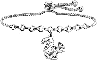 Squirrel Charm Bracelet with Lobster Claw Clasp & Squirrel Chain, Stainless Steel Friend Gift for BFF/Sister
