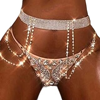Alloy Rhinestone Body Chain with Crystal Embellishments for Women, One-Size-Fits-All Adjustable Waist Jewelry