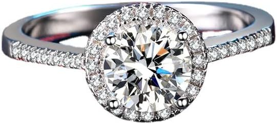 0.5ct 1ct 2ct Halo Moissanite Engagement Rings for Women D Color VVS1 Clarity Round Cut Solitaire Moissanite Rings Wedding 18K White Gold Plated 925 Sterling Silver Wedding Anniversary Birthday Promise Ring for her with Certificate of Authenticity