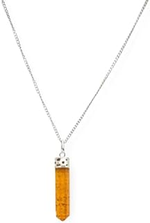 GEMSCITE Crystal Healing Pendant Necklace – Protection Negative Energy Cleanser Natural Stress - Authentic Stone on Silver Plated 18" Chain Chakra Healing Charm