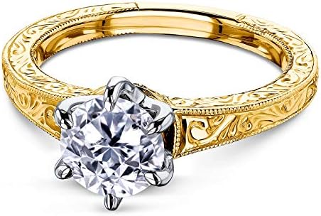 Vintage Style 1 Carat Solitaire Diamond Engagement Ring in 14K Rose Gold for Her, Antique Design