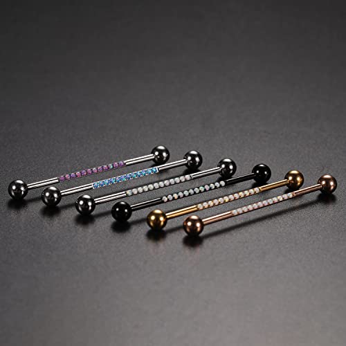 14G Industrial Piercing Jewelry Surgical Steel Industrial Barbell Industrial Bars Industrial Earrings Conch Helix Cartilage Piecing Jewelry 1 1/2 Inch 38mm
