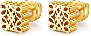 Retro Gold Statement Stud Earrings for Women Girls,18K Gold Plated With 925 Sterling Silver Posts Chunky Gold Earrings.Trendy Jewelry Gift for Mother's Day