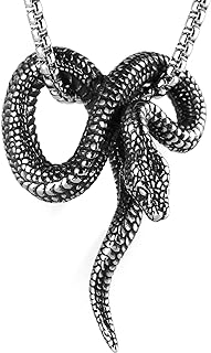 Women's Stainless Steel Snake Pendant Necklace with Lobster Clasp and Adjustable Snake Chain