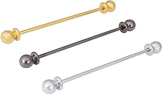 3PCS Copper Collar Bar Shirt Tie Necktie Pins Clip Clasp Lapel Stick Brooch Barbell Screw Cravat Pin