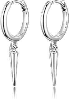 JSGEMSLEE Silver Dangle Hoop Earrings for Women Girls Butterfly Cross Heart Spike Star Earrings Small Huggie Hoop Earrings Hypoallergenic Hoop Earrings Jewelry Gifts