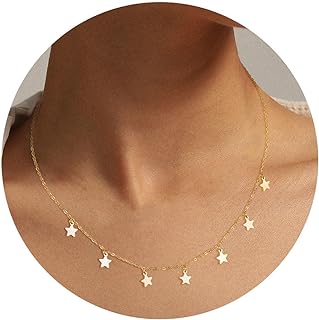 Jewenova 14K Real Gold Plated Necklace Dainty Pearl Necklace Thin Gold Chain Summer Necklace Pearl Pendant Necklace Beach Pearl Necklace Pearl Drop Necklace for Women